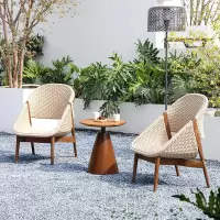 金菲罗格 阳台沙发椅柚木休闲椅绳编民宿侘寂风户外实木沙发(如图所示)