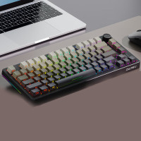 达尔优 三模机械键盘 电竞办公键盘无线蓝牙板簧GASKET结构RGB背光键盘EK75 天空轴白烟青