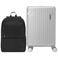 美旅双肩包黑色+美旅20英寸拉杆箱银色箱包组合