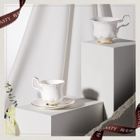 玛戈隆特骨瓷欧式咖啡杯套装 2杯2碟 200ml