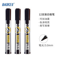 宝克(BAOKE)可加墨白板笔 易擦速干会议教学白板笔 磁性可吸附白板笔 黑色 12支 MP3910