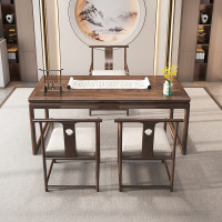 沙公爵新中式实木书桌榆木书法桌家用学习办公桌椅组合豪华:2米桌+2椅