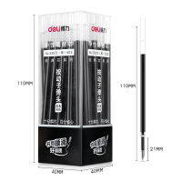 得力(deli)0.5按动中性笔替芯 学生水笔签字笔芯 S01/S08/1008/K35适用同G-5 子弹头黑色50支/