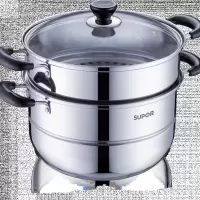 苏泊尔好帮手304不锈钢6.8L双层复底蒸锅SZ26B5燃气电磁炉通用26CM