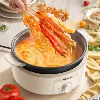 小熊(Bear)电火锅 家用3-4个人 不粘分体式可拆洗多功能涮肉电煮锅火锅锅4L防烫把手C40X3