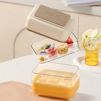 小熊冰块模具食品级按压式冰格家用硅胶带盖自制冻冰块神器储存盒 橙色-6格硅胶冰格+储冰盒+盖