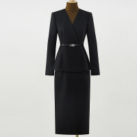 秋季高端收腰轻奢风极简高级感西装套裙前台接待职业装套装 送腰带随