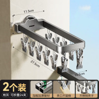 丽佳邦吸盘折叠袜夹[2个装]枪灰吸盘折叠衣架24夹