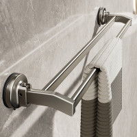 丽佳邦枪灰色卫浴毛巾架套装双杆吸盘折叠毛巾杆 60cm