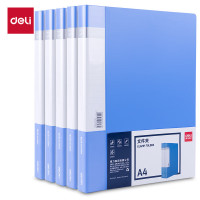得力(deli)5只A4金属单强力夹+插页袋硬文件夹 33295蓝色