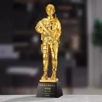 退伍八一军人纪念品送战友礼品定制创意军旅老兵退役纪念品奖杯 30*8*8cm