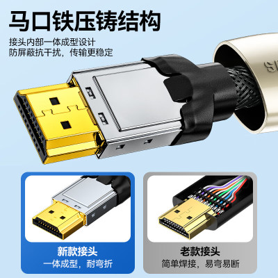 山泽HDMI线2.1版 8K60Hz 4K240Hz数字高清线兼容HDMI2.0 笔记本机顶盒接电视投影视频连接线 2米