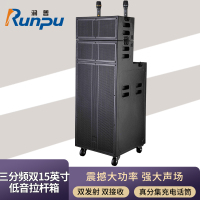 润普Runpu会议扩声拉杆音箱三分频双15英寸低音野外作训户外扩音带话筒专业拉杆音响音箱RP-S-GLG15S