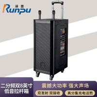 润普Runpu会议扩声拉杆音箱二分频双8英寸低音野外作训户外扩音带话筒专业拉杆音响音箱RP-S-ZLG8S