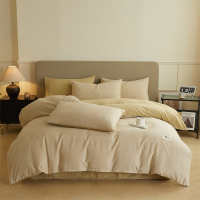 源木熊享软绵绵全棉磨毛四件套 咖色 适用1.5-1.8m床 被套200x230cm