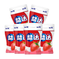 益达无糖口香糖清爽草莓味约70粒98g*6瓶 木糖醇口香糖休闲零食糖果