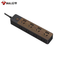 公牛 新国标插座/插线板/插排/排插/接线板/拖线板 8位总控1.8米 黑色木纹GN-R1440