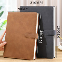 法拉蒙 笔记本本子A4加厚记事本商务羊巴皮面复古笔记本子工作日记本会议记录本办公文具可定制 黑色-搭扣款