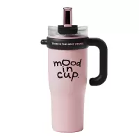 物生物 大力水守陶瓷内胆保温杯把手款 1300ml 乌梅夹心粉