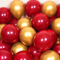 思唯美(sweet made) 气球 十一国庆节双层宝石红金色气球[双层宝石红 +金属金(50个装)]