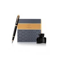 派克(PARKER)钢笔签字笔 七夕礼物 教师节礼物 AI定制贺卡 IM丽雅黑金夹墨水笔+墨水礼盒