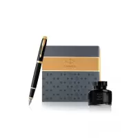 派克(PARKER)钢笔签字笔 七夕礼物 教师节礼物 AI定制贺卡 IM丽雅黑金夹墨水笔+墨水礼盒
