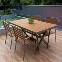 室外防水防晒户外桌椅庭院阳台休闲餐桌外摆露台椅子 6椅+130*80cm长桌