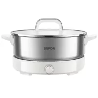 苏泊尔电火锅4L不锈钢电火锅白色系