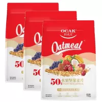 欧扎克50%水果坚果酥脆即食麦片营养早餐冲饮代餐燕麦片750g*3袋