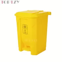 toptzy TZ4060416 医疗垃圾桶脚踏式垃圾箱黄色带盖废物回收箱 50升