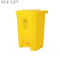 toptzy TZ4060417 医疗垃圾桶脚踏式垃圾箱黄色带盖废物回收箱 80升