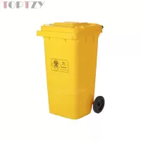 toptzy TZ4060421 医疗垃圾桶垃圾箱黄色带盖带轮废物回收箱 240升