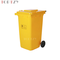 toptzy TZ4060422 医疗垃圾桶垃圾箱黄色带盖废物回收箱 240升挂车款