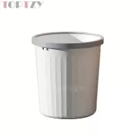 toptzy TZ4022210 塑料压圈垃圾篓客厅大容量无盖大口径垃圾桶 白色小号8L