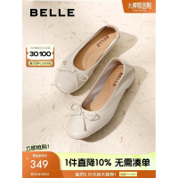 百丽女单鞋羊皮低跟浅口套脚通勤风