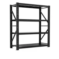 域赢 黑色货架加粗加厚轻松安装仓储置物架 200*50*200承重200kg 5层