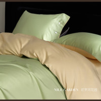 艾美家100s黑蝶贝贡缎套件 新疆长绒棉100%贡缎四件套 尼罗河花园(绿)(被套220*240cm)