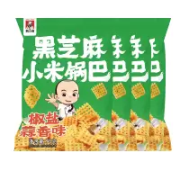 张二嘎 黑芝麻小米锅巴 椒盐蒜香味 76g*4袋装 休闲膨化零食小吃