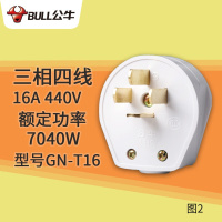 BULL 公牛10A电源三脚两脚插头2脚3脚三相四线16A/25A工业白色插座 16A[三相四线插头]T16