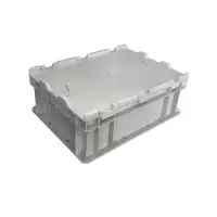 翌嘉YJ4121732 可堆式物流箱塑料周转箱塑料储物箱 翻盖灰色 400*300*148