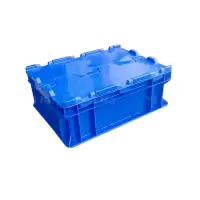 翌嘉YJ4121733 可堆式物流箱塑料周转箱塑料储物箱 翻盖蓝色 400*300*148