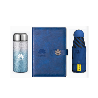 办公用品盒装国潮扣平装A5笔记本蓝色覆钛口袋杯300ML雨伞蓝色三件套配6B