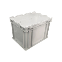 翌嘉YJ4121736 可堆式物流箱塑料周转箱塑料储物箱 翻盖灰色 400*300*280