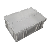 翌嘉YJ4121744 可堆式物流箱塑料周转箱塑料储物箱 翻盖灰色 600*400*230