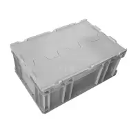 翌嘉YJ4121744 可堆式物流箱塑料周转箱塑料储物箱 翻盖灰色 600*400*230