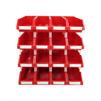 翌嘉YJ4121765 斜口组合式零件盒收纳分类货架型盒箱 红色 16只装 810*450*810