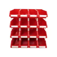 翌嘉YJ4121765 斜口组合式零件盒收纳分类货架型盒箱 红色 16只装 810*450*810