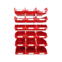 翌嘉YJ4121768 斜口组合式零件盒收纳分类货架型盒箱 红色 18只装 915*447*1390