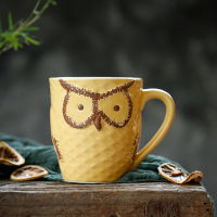 苏氏陶瓷 SUSHI CERAMICS 神秘猫头鹰简约陶瓷杯水杯牛奶杯马克杯咖啡杯办公杯(高温瓷-健康釉)