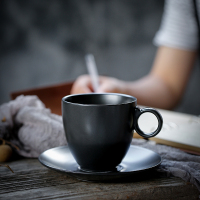 苏氏陶瓷 SUSHI CERAMICS欧式复古咖啡杯简约黑色釉陶瓷杯碟套装